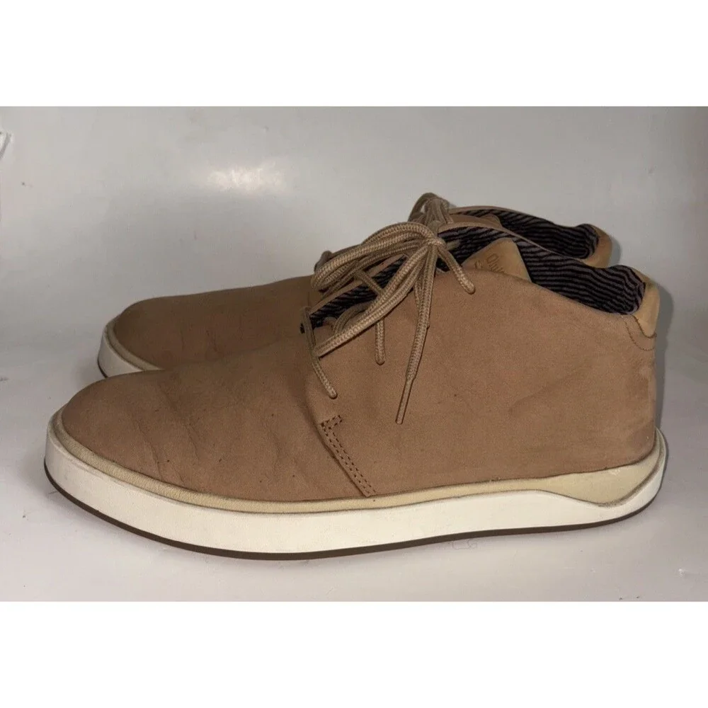 Mens OluKai Papaku 'Ili Tan Nubuck Leather Chukka Waterproof Boots US9.5 EU42.5
